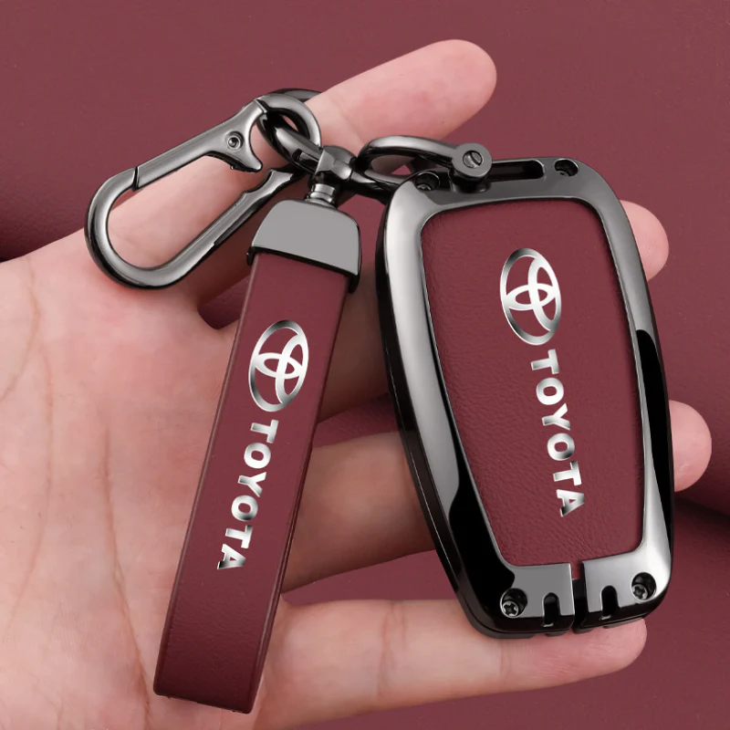 Toyota Full Metal Coverage + PU Leather Car Key Fob Case Cover For Camry, Camry Hybrid, Prius, Avalon, Highlander, Corolla, RAV4, 4Runner - Image 6