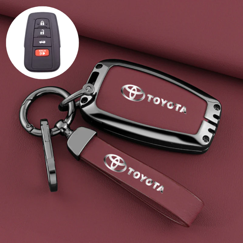Toyota Full Metal Coverage + PU Leather Car Key Fob Case Cover For Camry, Camry Hybrid, Prius, Avalon, Highlander, Corolla, RAV4, 4Runner - Image 9