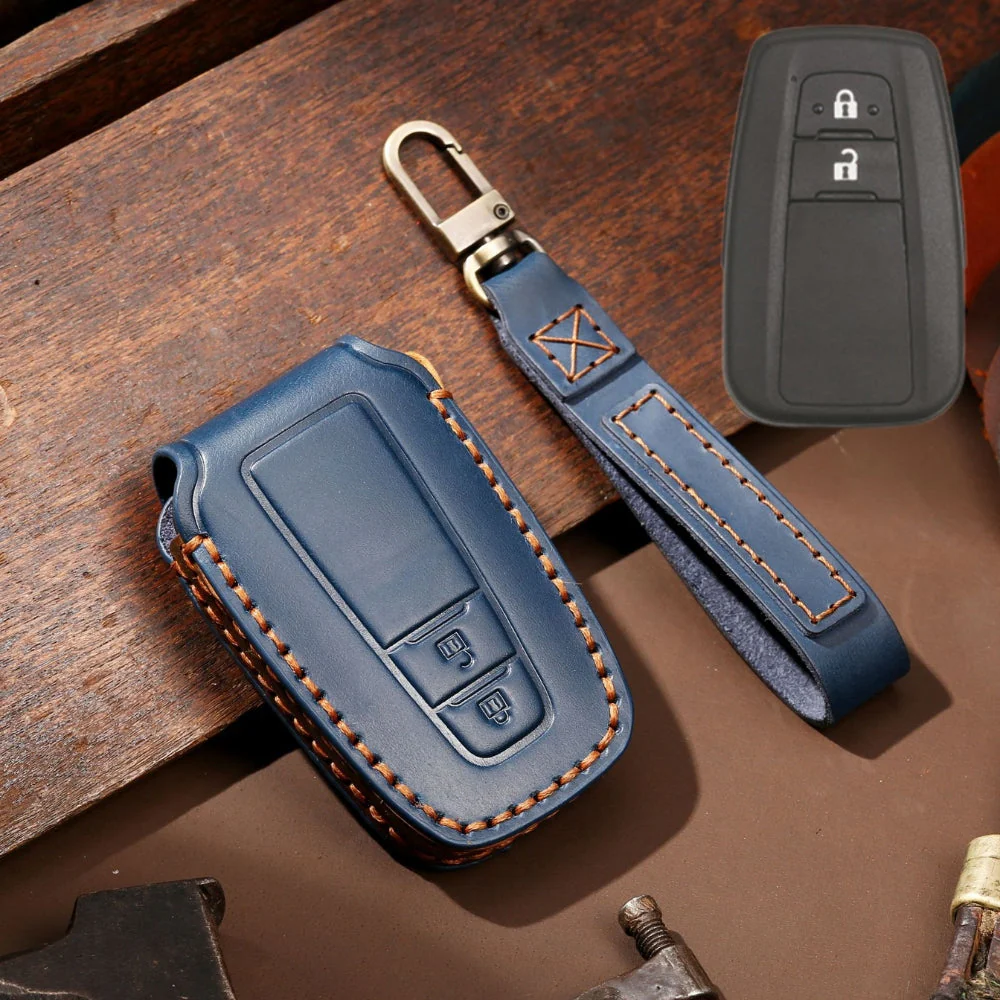 Toyota Handcrafted Genuine Leather Car Key Fob Protective Case Cover For Camry, C-HR, Corolla, RAV4, Avalon, Land Cruiser, Prado, Prius - Image 3