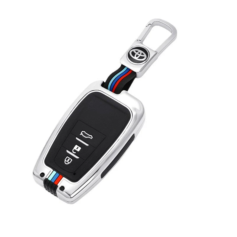 Toyota Metal Shell & Soft Silicone Full Protection Car Key Fob Case Cover For Camry RAV4 Highlander Avalon C-HR Prius Corolla