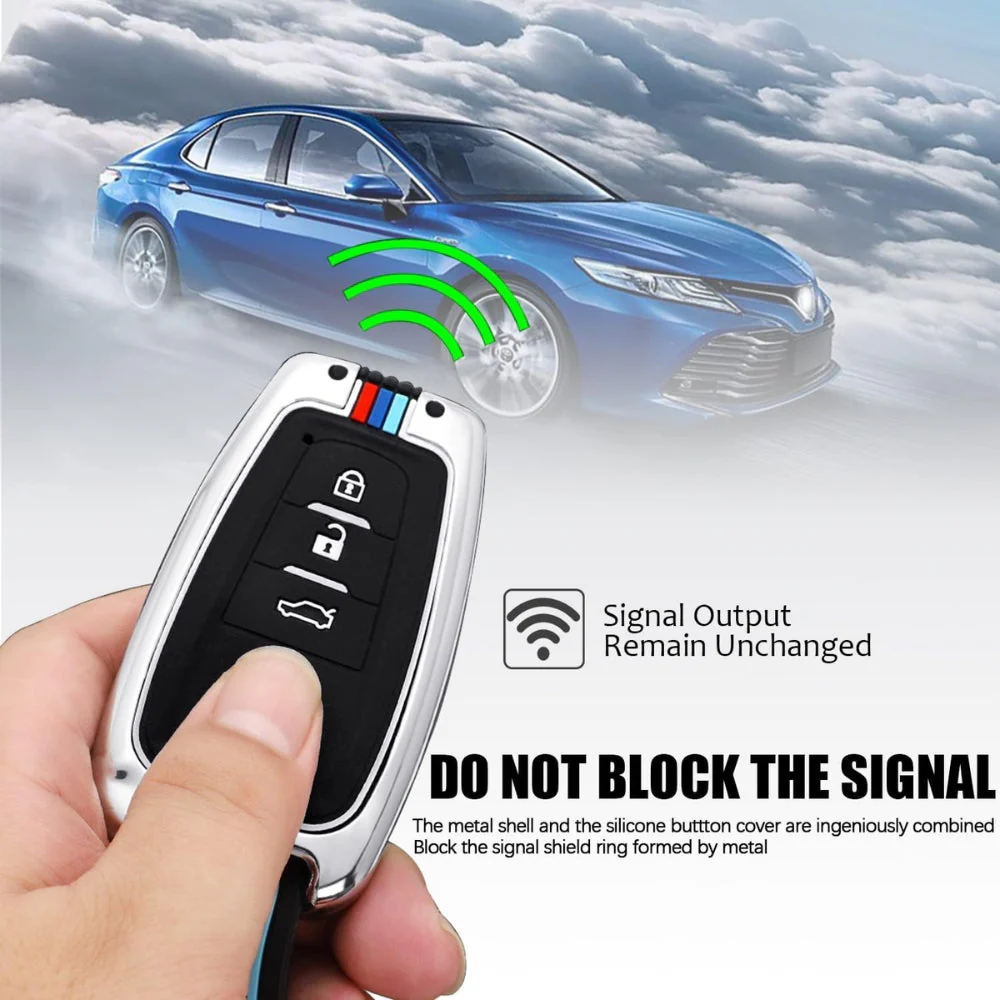 Toyota Metal Shell & Soft Silicone Full Protection Car Key Fob Case Cover For Camry RAV4 Highlander Avalon C-HR Prius Corolla - Image 16
