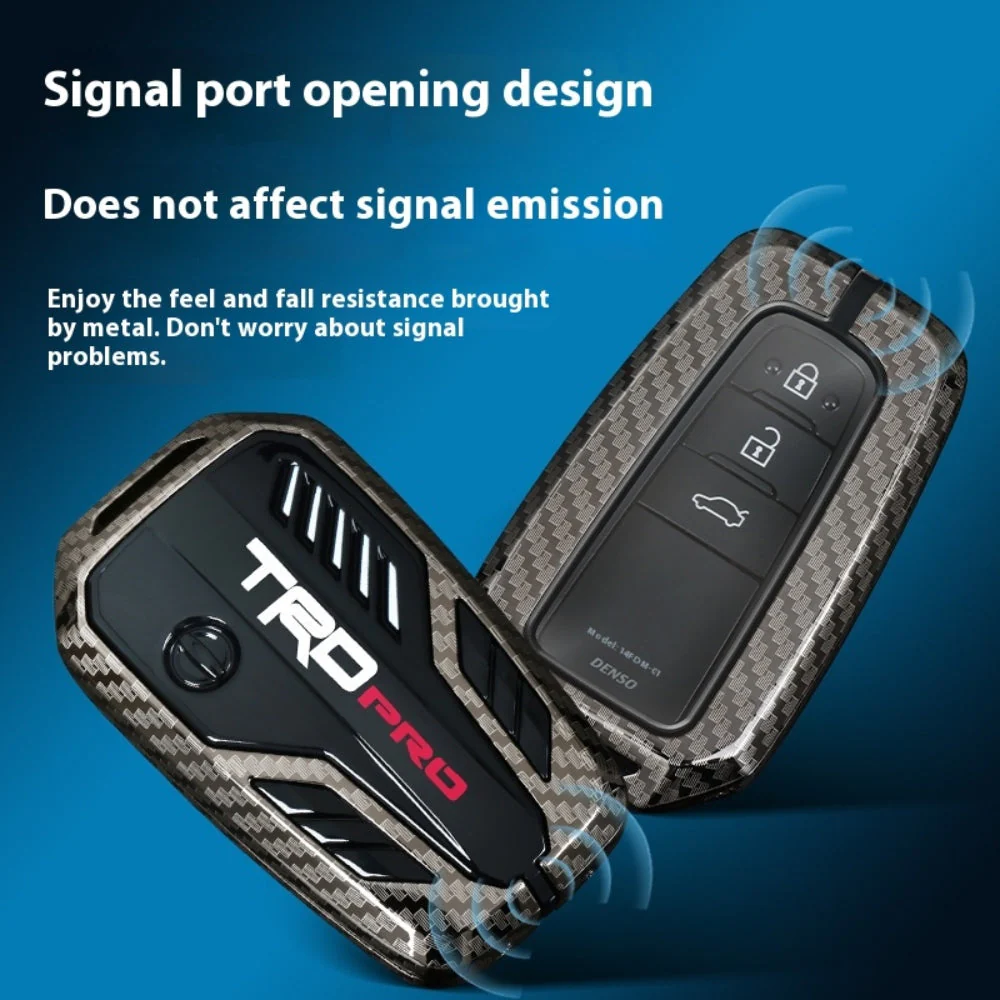 Toyota TRD Carbon Fiber Metal Car Key Fob Protective Case Cover For C-HR, Camry, RAV4, Avalon, Prius, Corolla, Highlander, GT86, Prado - Image 11