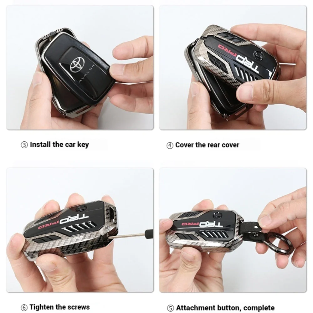 Toyota TRD Carbon Fiber Metal Car Key Fob Protective Case Cover For C-HR, Camry, RAV4, Avalon, Prius, Corolla, Highlander, GT86, Prado - Image 13