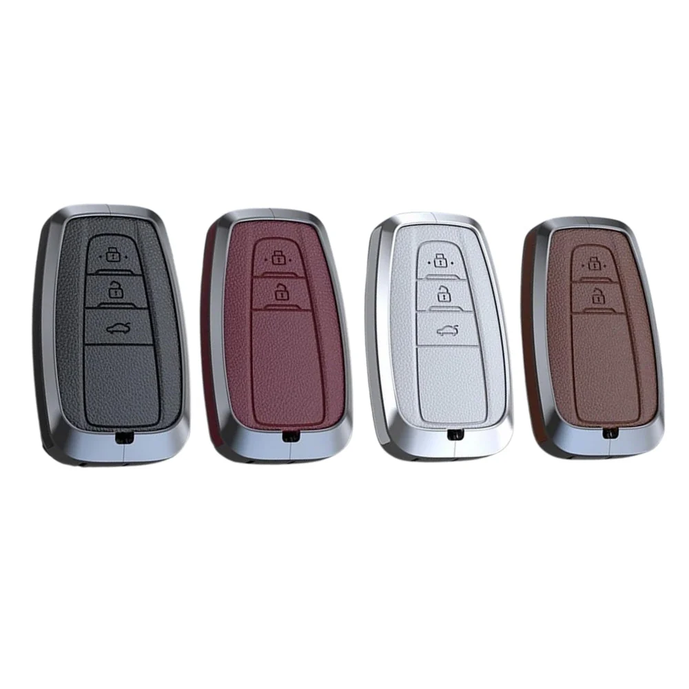 Toyota Zinc Alloy Leather Car Key Fob Case Cover For Camry, C-HR, Corolla, RAV4, Avalon, Land Cruiser, Prado, Prius