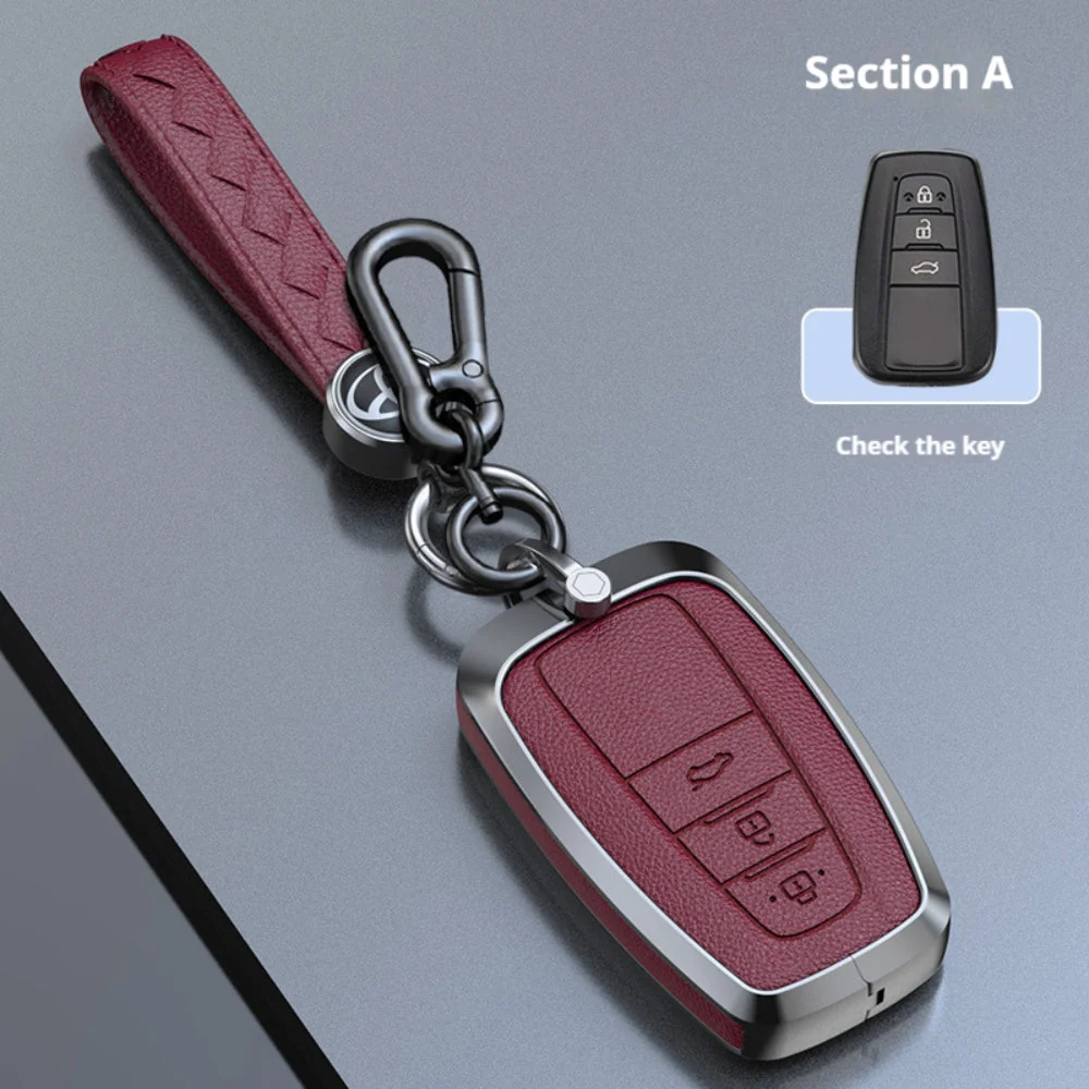Toyota Zinc Alloy Leather Car Key Fob Case Cover For Camry, C-HR, Corolla, RAV4, Avalon, Land Cruiser, Prado, Prius - Image 4