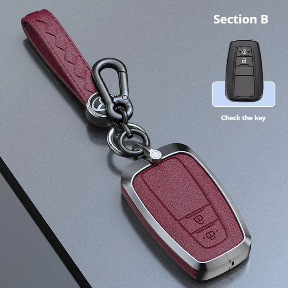 Toyota Zinc Alloy Leather Car Key Fob Case Cover For Camry, C-HR, Corolla, RAV4, Avalon, Land Cruiser, Prado, Prius - Image 8