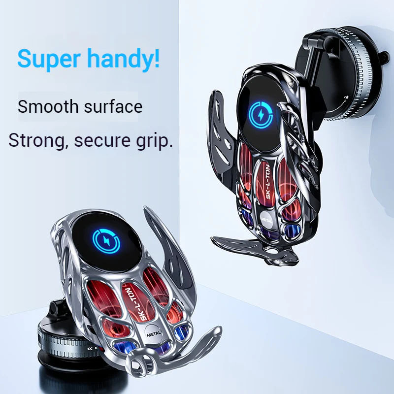 Universal 15W Wireless Charging Phone Stand with Vacuum Suction - Image 3