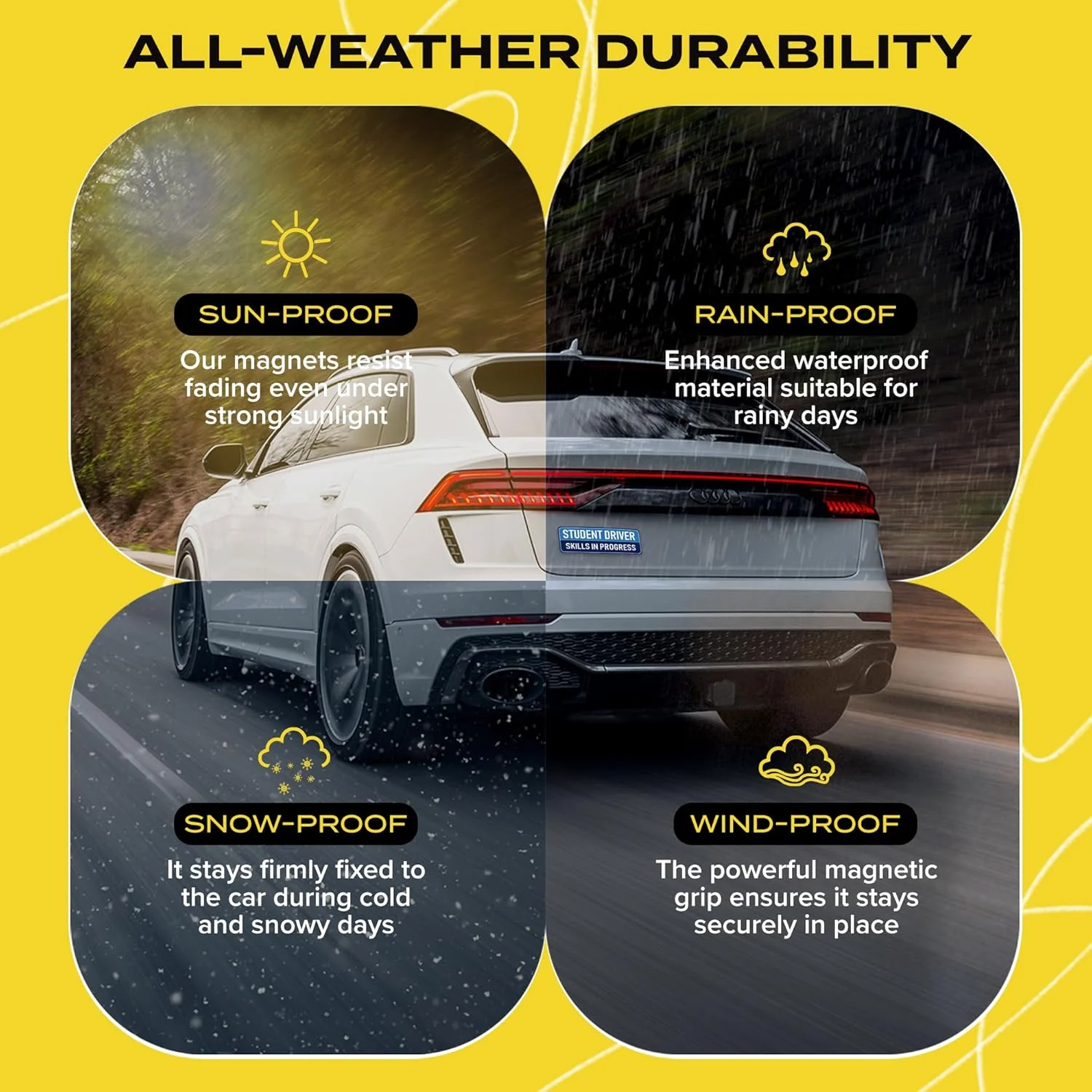 Universal Magnetic New Driver Car Sign – Removable & Reusable Safety Sticker for Vehicles (3 Pack) - Image 6