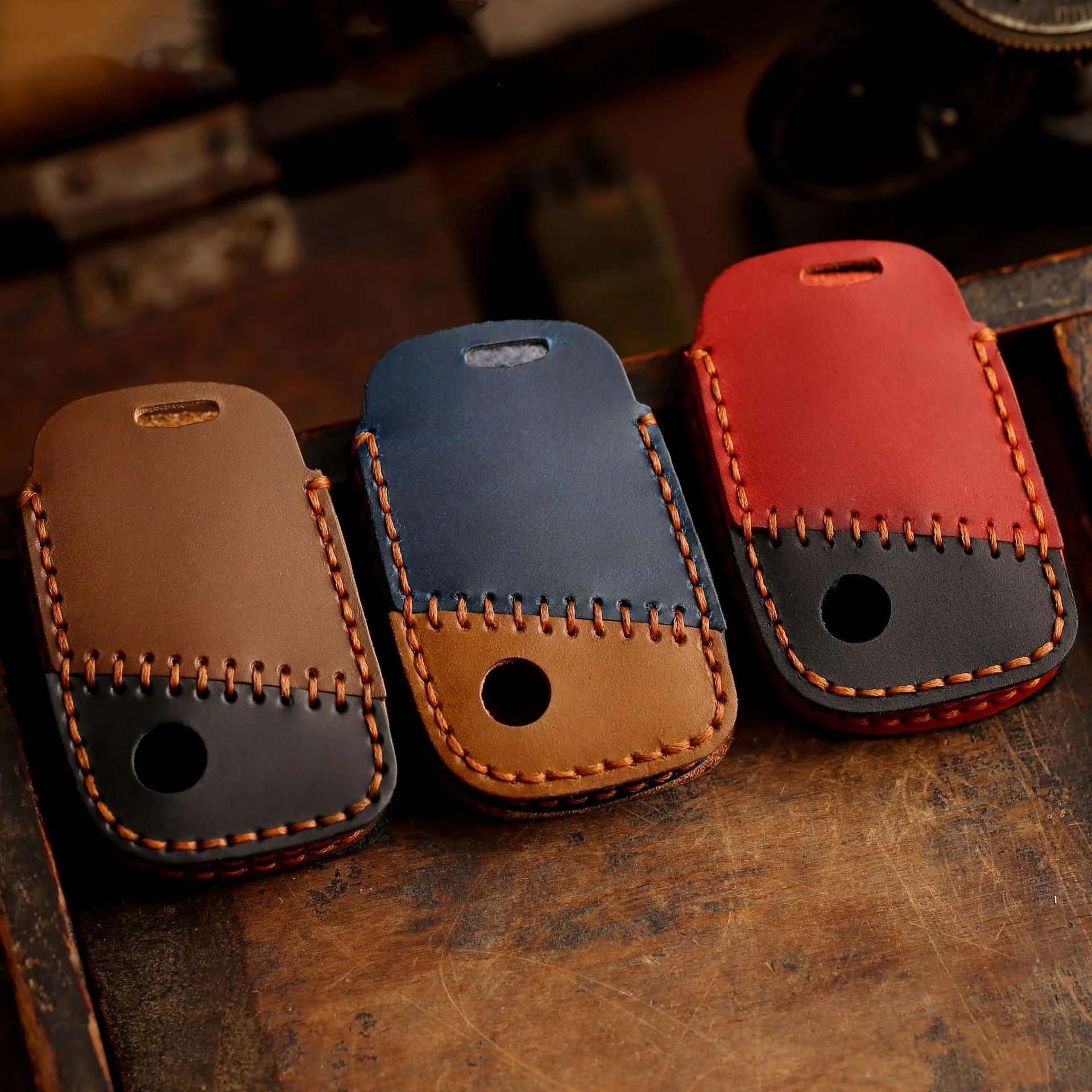 Volkswagen Handcrafted Genuine Leather Car Key Fob Case Cover For Passat, Golf, Magotan, Jetta, Tiguan - Image 5