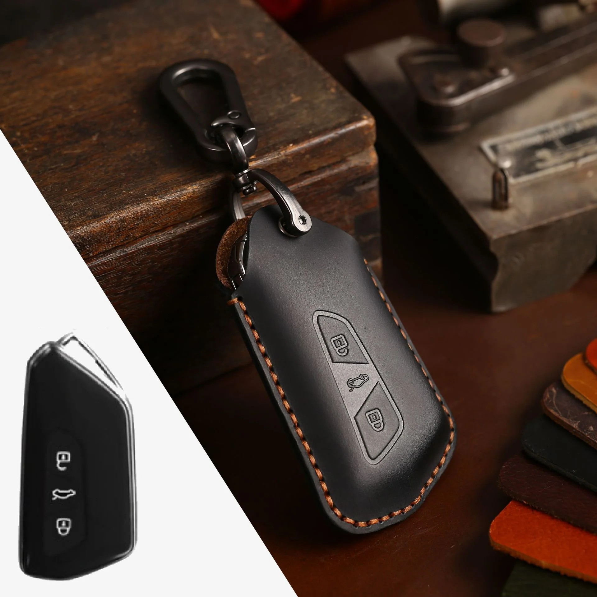 Volkswagen Handcrafted Genuine Leather Car Key Fob Case Cover Forc, ID.3, ID.4, Skoda Octavia, SEAT Leon MK4, Cupra Formentor - Image 5