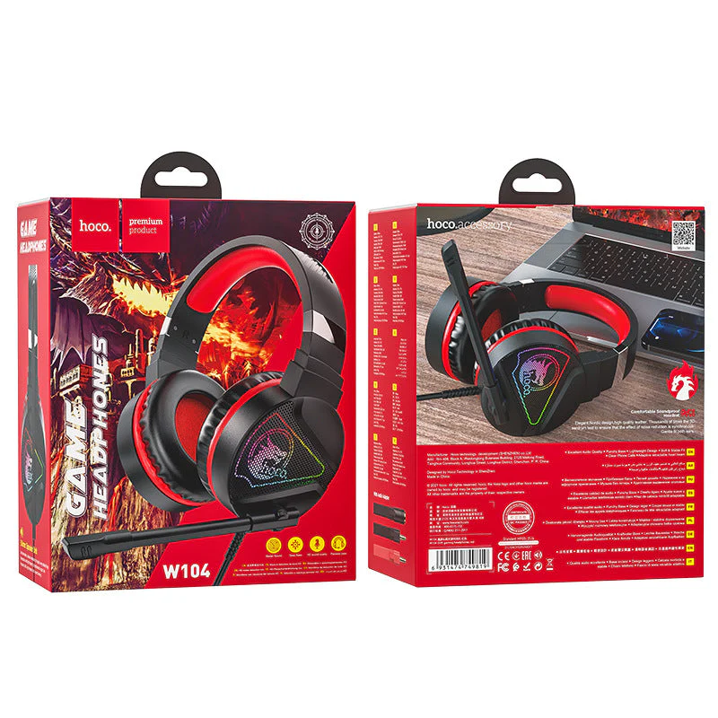 [W104] HOCO Wired Effect Light Gaming Earphone Earpod Headphone