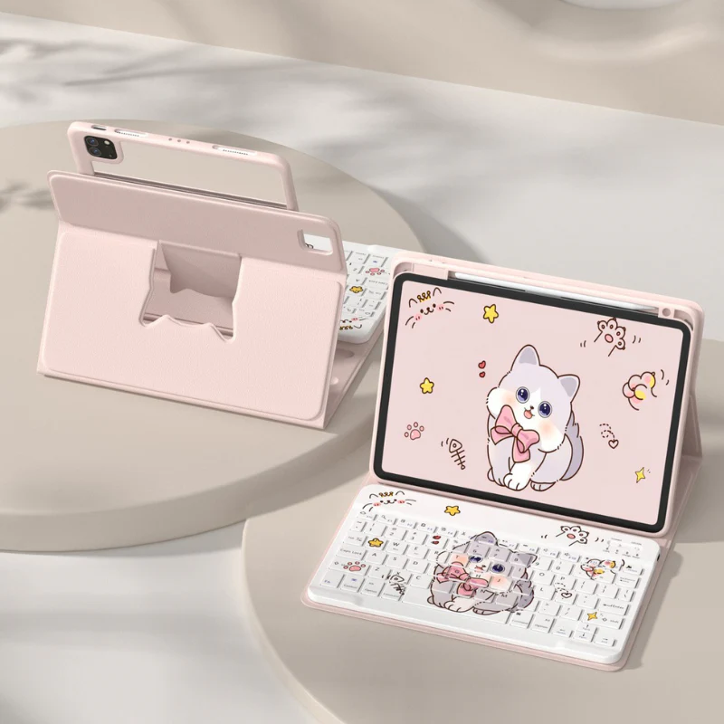 [With Backlit] Apple iPad Pro 11-inch M4/M5 (2024/2025) - Cartoon Rotation Magnetic Adsorption Keyboard Case