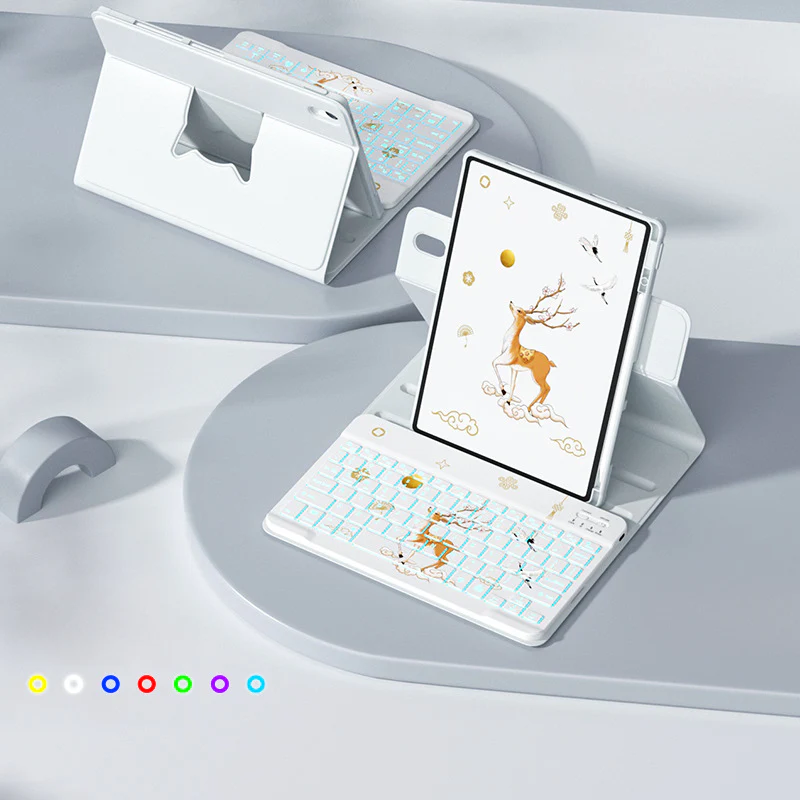 [With Backlit] Apple iPad Pro 11-inch M4/M5 (2024/2025) - Cartoon Rotation Magnetic Adsorption Keyboard Case - Image 11