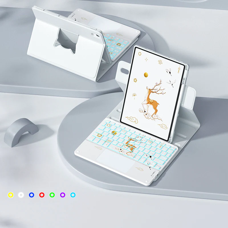 [With Backlit] Apple iPad Pro 11-inch M4/M5 (2024/2025) - Cartoon Rotation Magnetic Adsorption Keyboard Case - Image 12