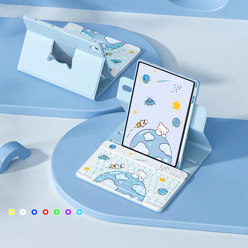 [With Backlit] Apple iPad Pro 11-inch M4/M5 (2024/2025) - Cartoon Rotation Magnetic Adsorption Keyboard Case - Image 13