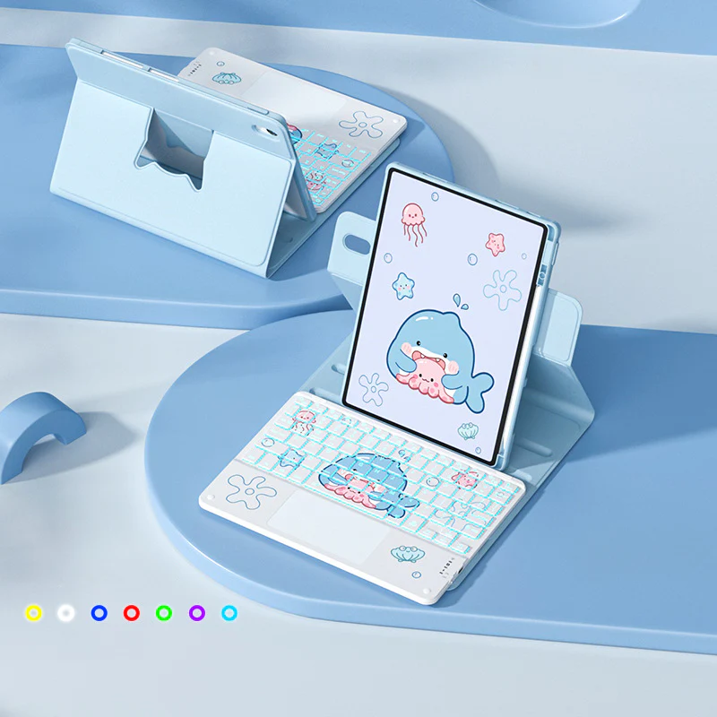 [With Backlit] Apple iPad Pro 11-inch M4/M5 (2024/2025) - Cartoon Rotation Magnetic Adsorption Keyboard Case - Image 14