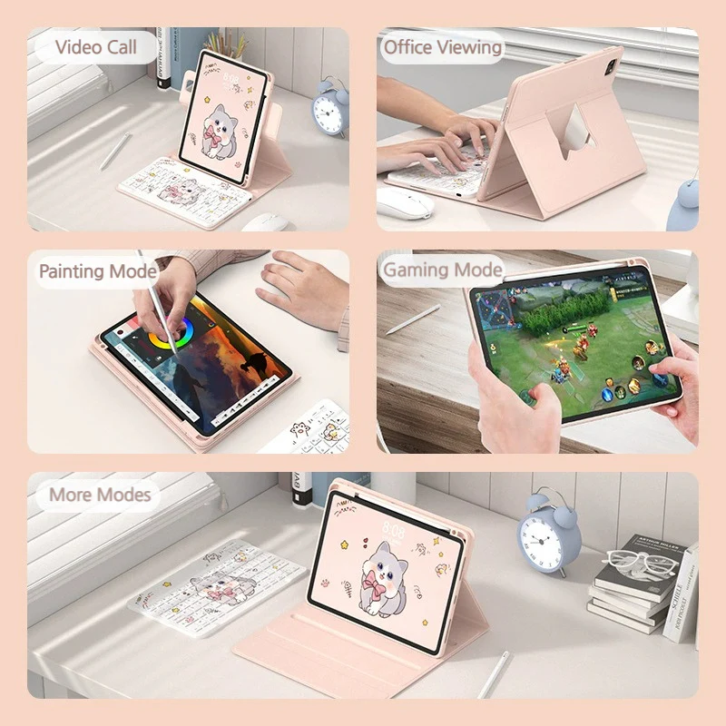 [With Backlit] Apple iPad Pro 11-inch M4/M5 (2024/2025) - Cartoon Rotation Magnetic Adsorption Keyboard Case - Image 2