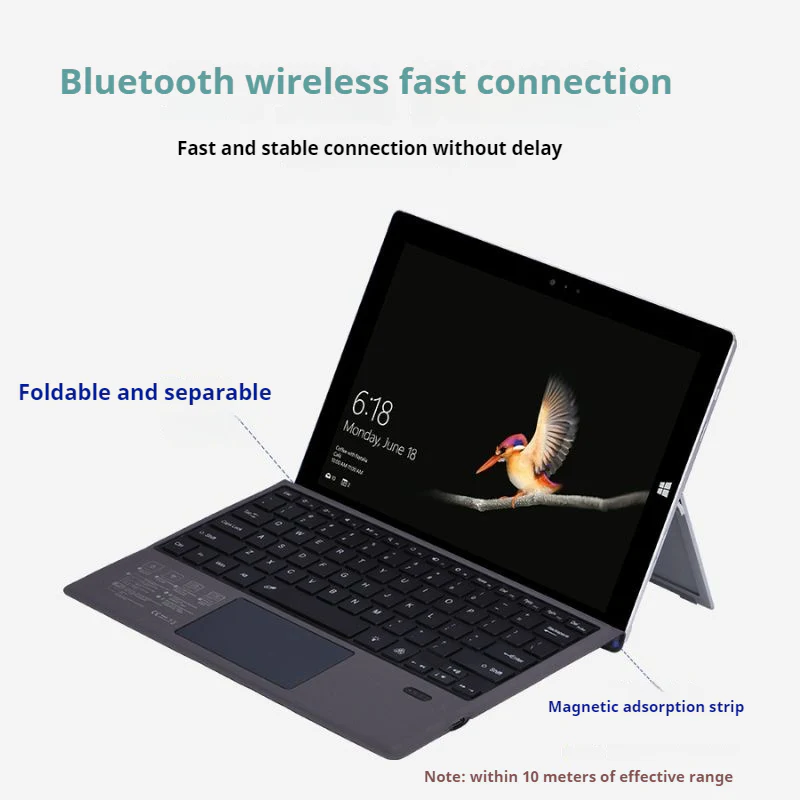 [With Backlit] Microsoft Surface Go 1/2/3/4 - Compatible Ultra & Thin Wireless Bluetooth Magnetic Touch Keyboard - Image 3