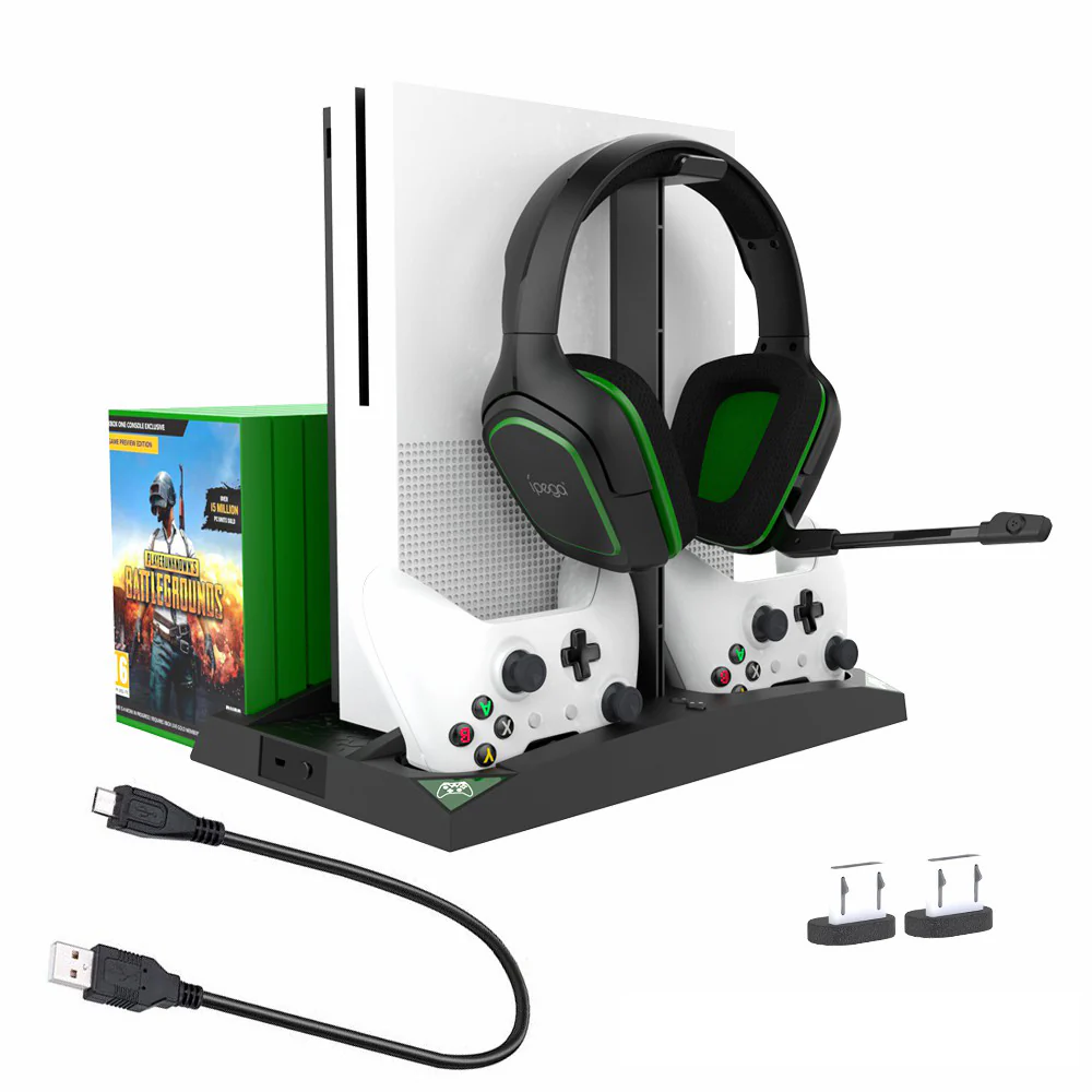 [With Built-in Cooling Fan] Xbox One 6 in 1 Multi-function Vertical Charging Dock Base  for Xbox One Game Controller Charging Station with Headset Stand - Image 2