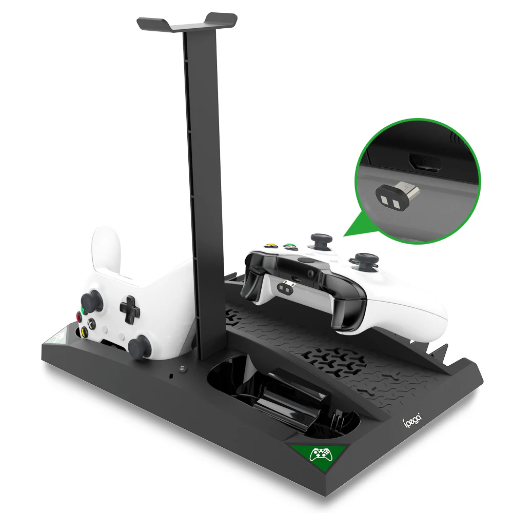 [With Built-in Cooling Fan] Xbox One 6 in 1 Multi-function Vertical Charging Dock Base  for Xbox One Game Controller Charging Station with Headset Stand - Image 3