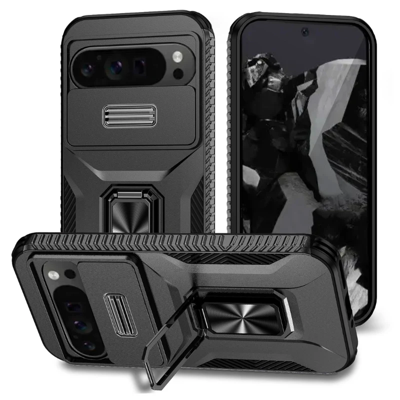 [with Camera Cover] [Rotated Ring stand] Google Pixel 8/A/Pro - Military Grade Shockproof Heavy Duty Protective Case - Image 2