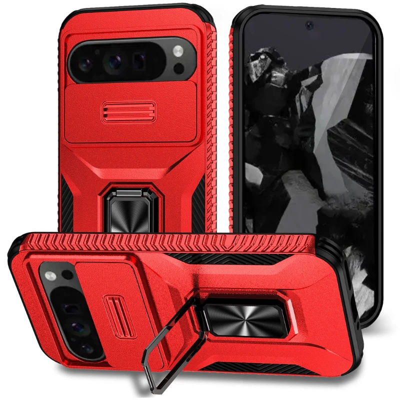 [with Camera Cover] [Rotated Ring stand] Google Pixel 8/A/Pro - Military Grade Shockproof Heavy Duty Protective Case - Image 3