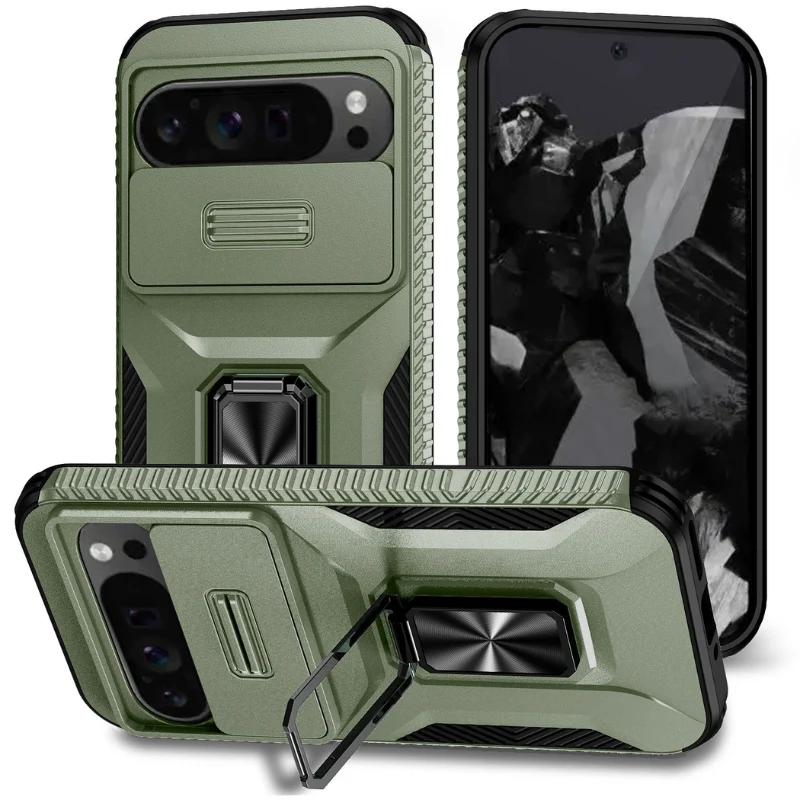 [with Camera Cover] [Rotated Ring stand] Google Pixel 8/A/Pro - Military Grade Shockproof Heavy Duty Protective Case - Image 4