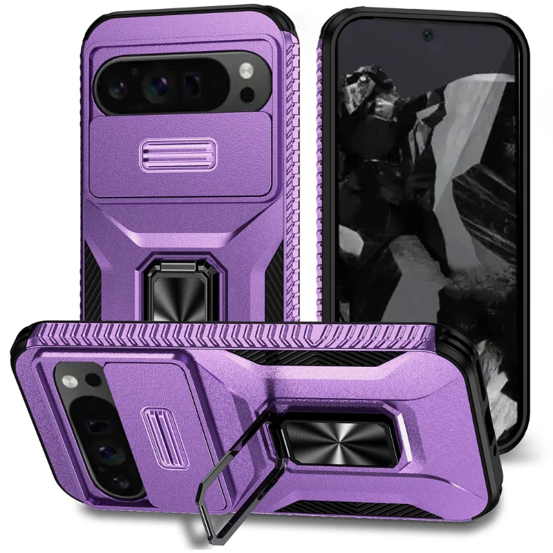 [with Camera Cover] [Rotated Ring stand] Google Pixel 8/A/Pro - Military Grade Shockproof Heavy Duty Protective Case - Image 5