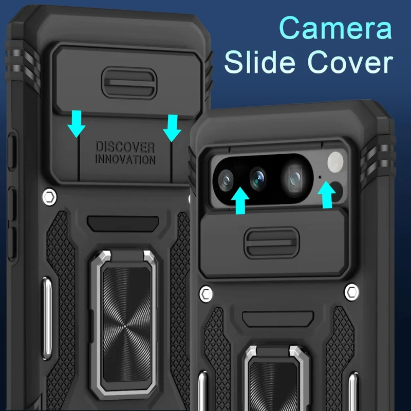 [with Camera Cover] [Rotated Ring stand] Google Pixel 8/A/Pro - Military Grade Shockproof Heavy Duty Protective Case - Image 7