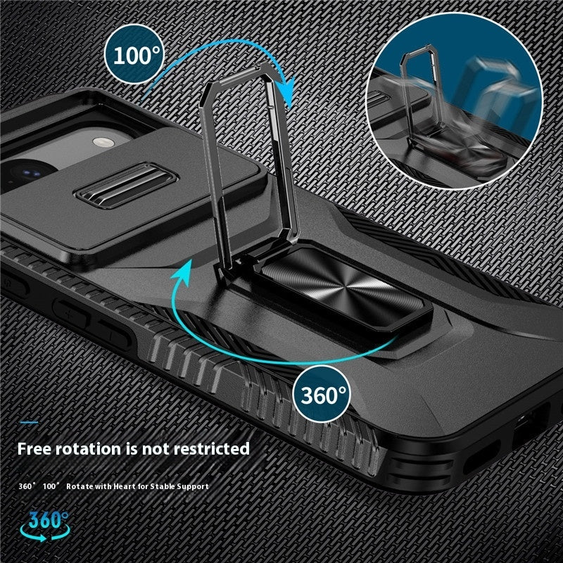 [With Camera Cover][Rotation Ring Stand] Google Pixel 7/7A/7 Pro - Military Grade Shockproof Heavy Duty Protective Case - Image 7