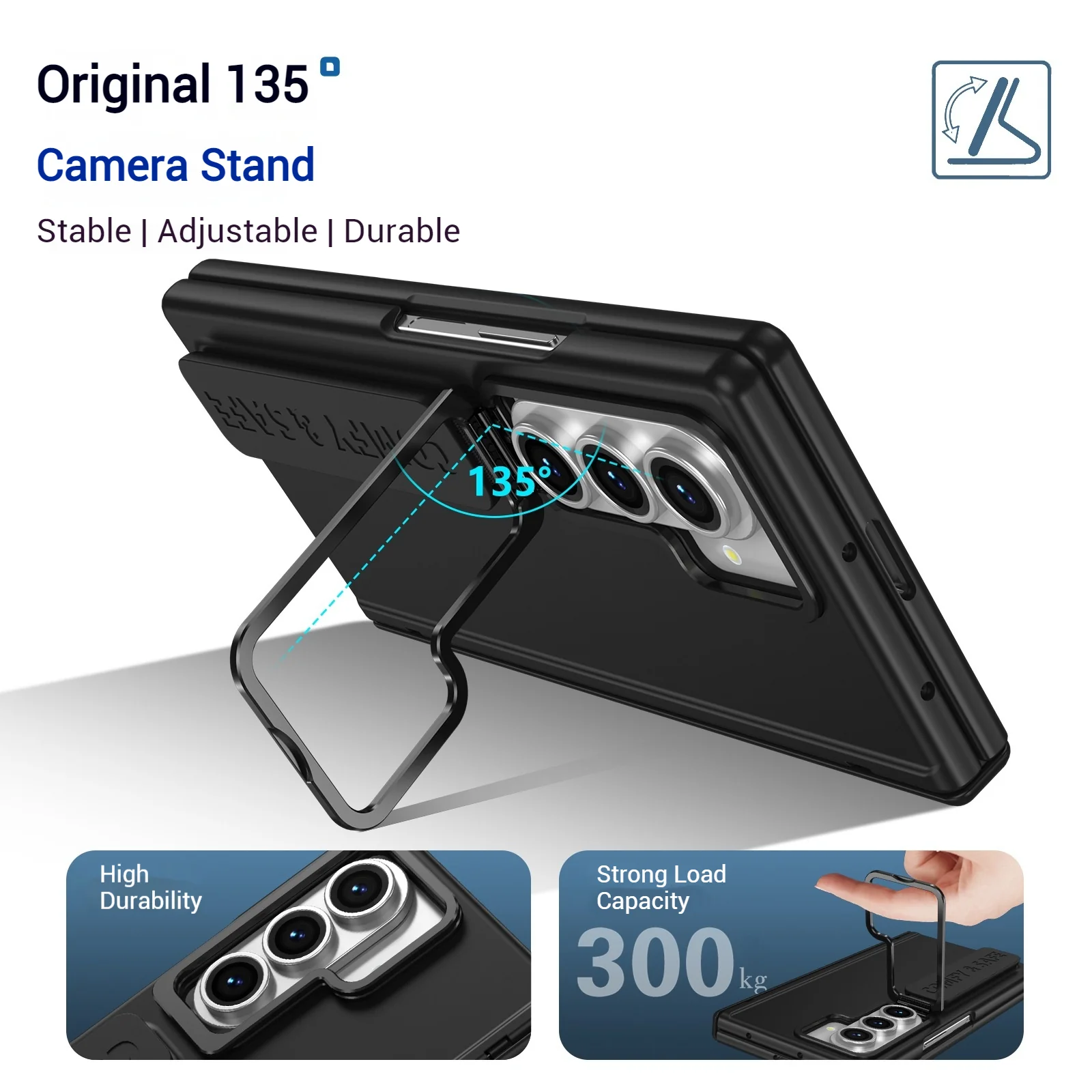 [With Camera Stand] [With Elastic Hand Strap] Samsung Galaxy Z Fold7 - Foldable Magnetic Hinge Shockproof Full-Body Protective Case - Image 11