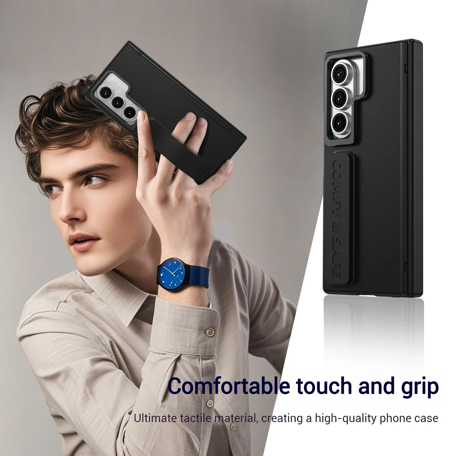 [With Camera Stand] [With Elastic Hand Strap] Samsung Galaxy Z Fold7 - Foldable Magnetic Hinge Shockproof Full-Body Protective Case - Image 7