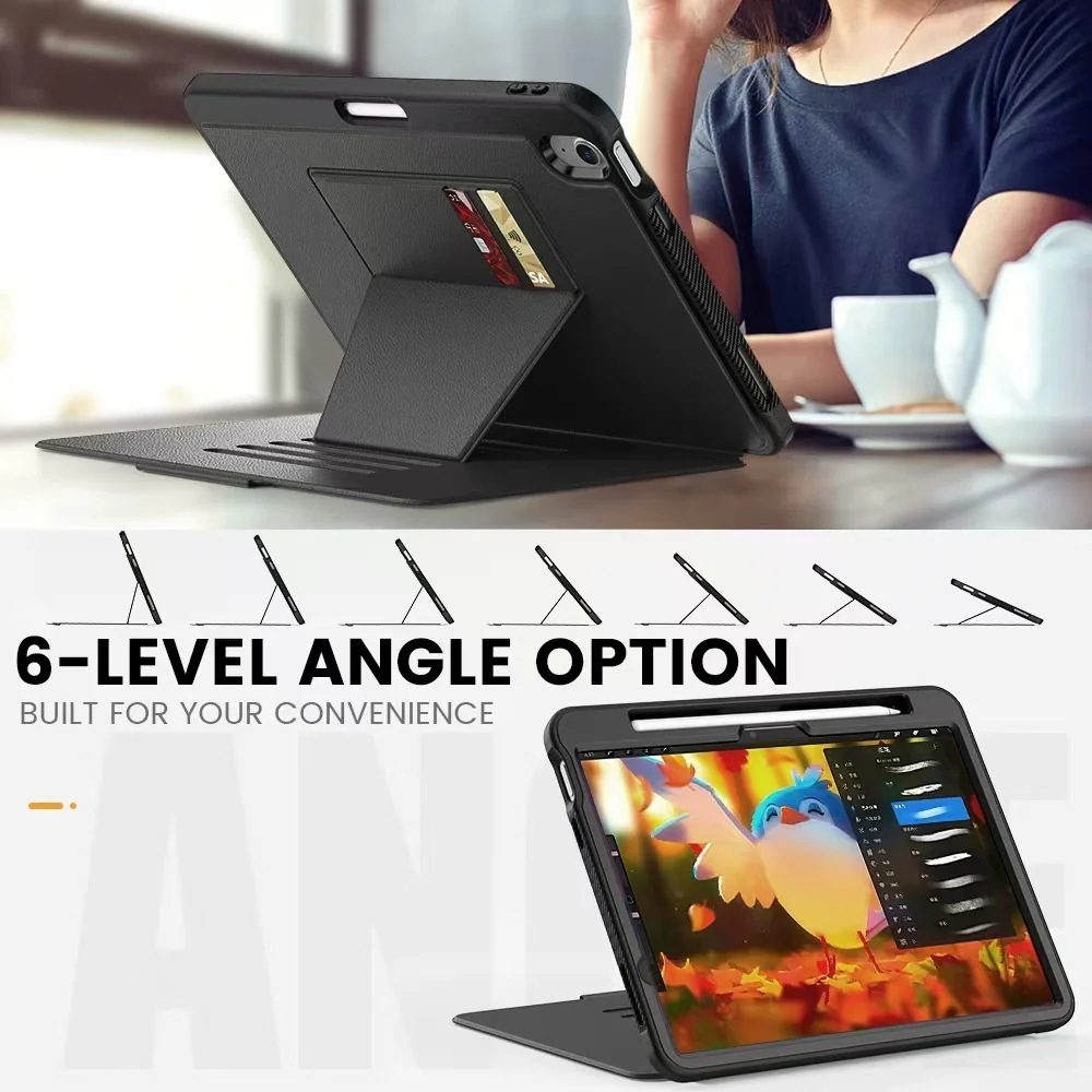 [With Card Slot] Apple iPad Air 13-inch M2/M3/M4 (2024/2025/2026) Stand Full-protection Shockproof Case With Pen Slot - Image 10