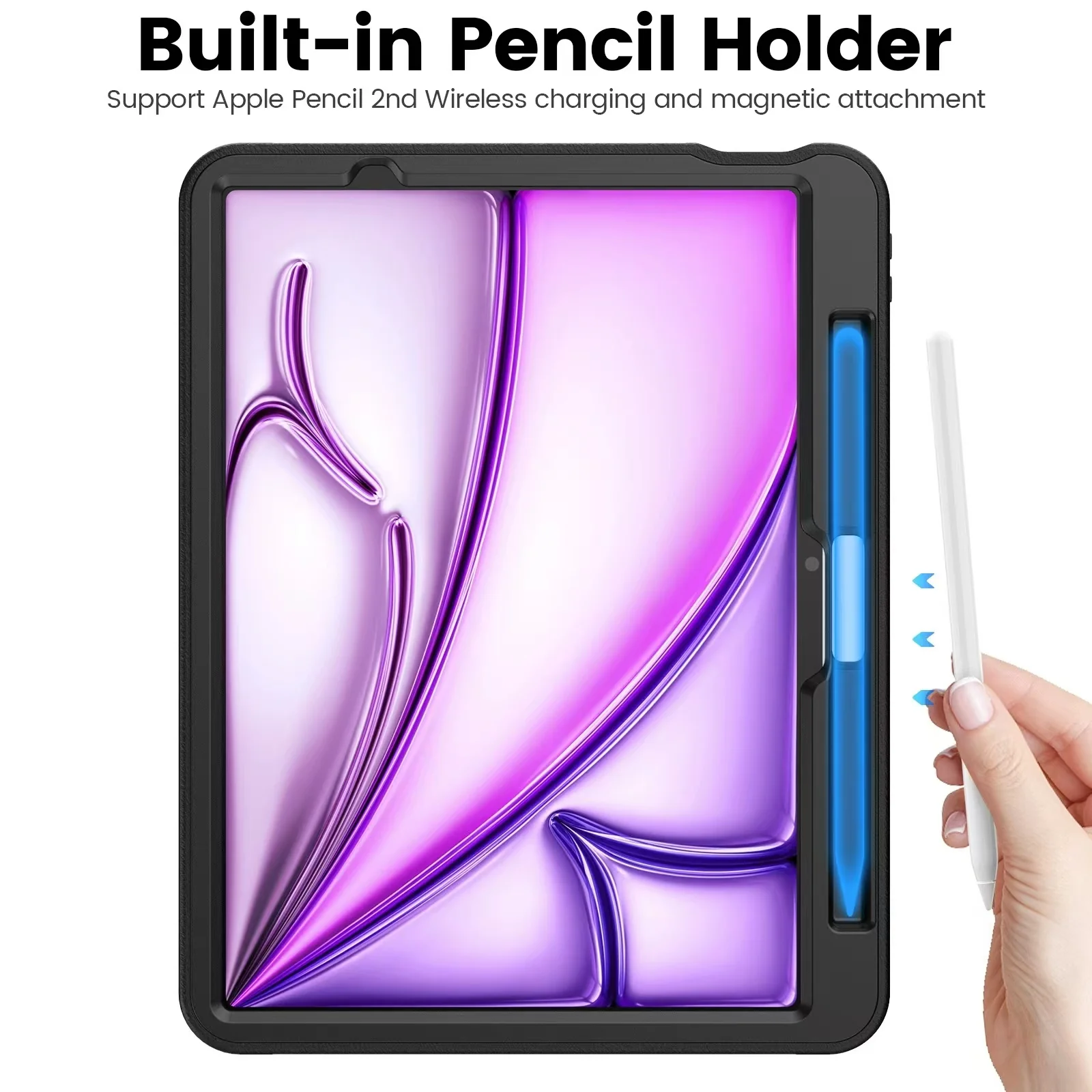 [With Card Slot] Apple iPad Air 13-inch M2/M3/M4 (2024/2025/2026) Stand Full-protection Shockproof Case With Pen Slot - Image 3