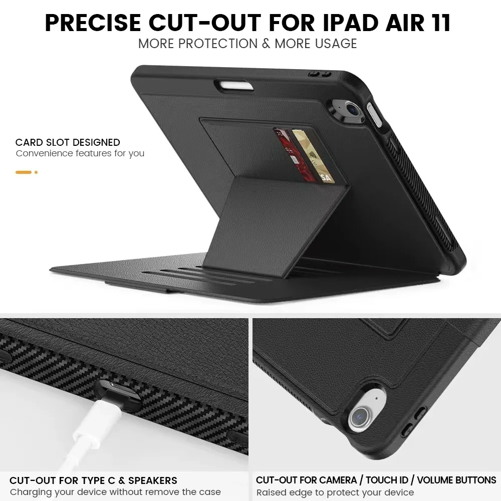 [With Card Slot] Apple iPad Air 13-inch M2/M3/M4 (2024/2025/2026) Stand Full-protection Shockproof Case With Pen Slot - Image 8