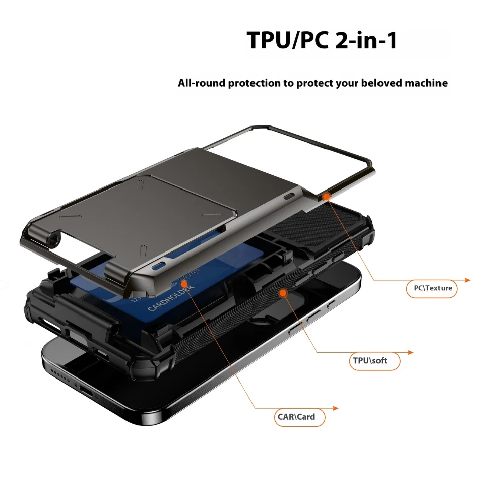 [With Card Slot] Apple iPhone 14/Plus/Pro/Max - TPU + PC 2 in 1 Drop Proof Protective Shell Mecha Case - Image 13