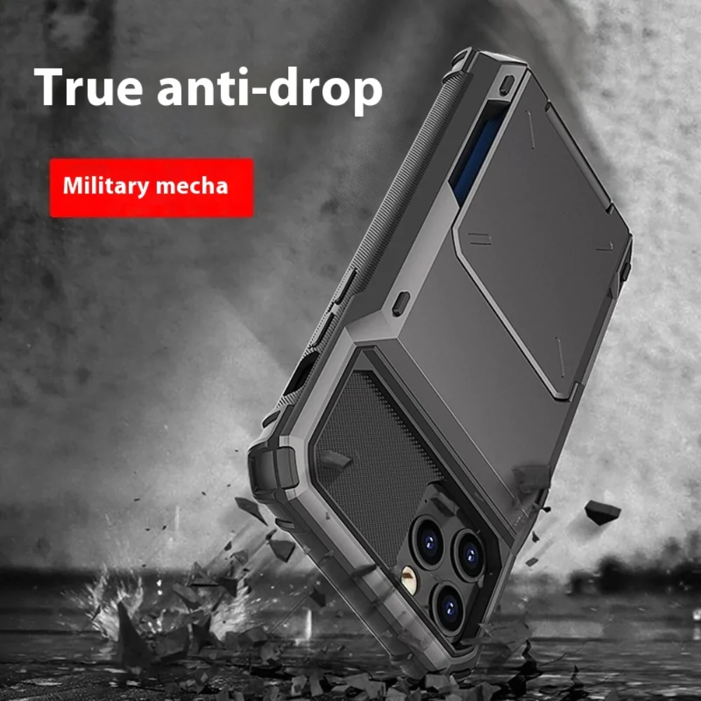 [With Card Slot] Apple iPhone 14/Plus/Pro/Max - TPU + PC 2 in 1 Drop Proof Protective Shell Mecha Case - Image 3
