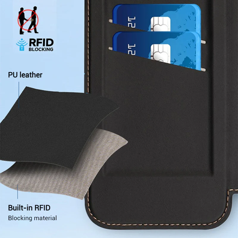[With Card Slot] Apple iPhone 15/Pro/Pro Max/Plus Minimalist Business Flip PU Leather Case - Image 4