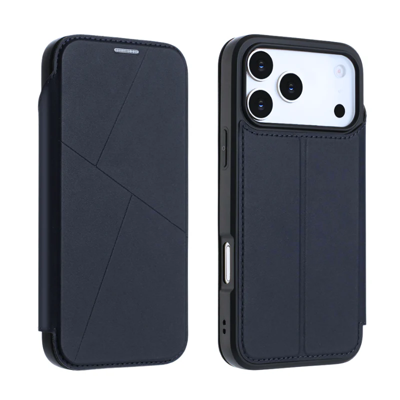 [With Card Slot] Apple iPhone 15/Pro/Pro Max/Plus Minimalist Business Flip PU Leather Case - Image 9