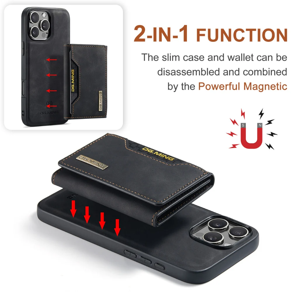[With Card Slot] Apple iPhone 16/Plus/Pro/Max - 2 in 1 Detachable Leather Wallet Case - Image 12
