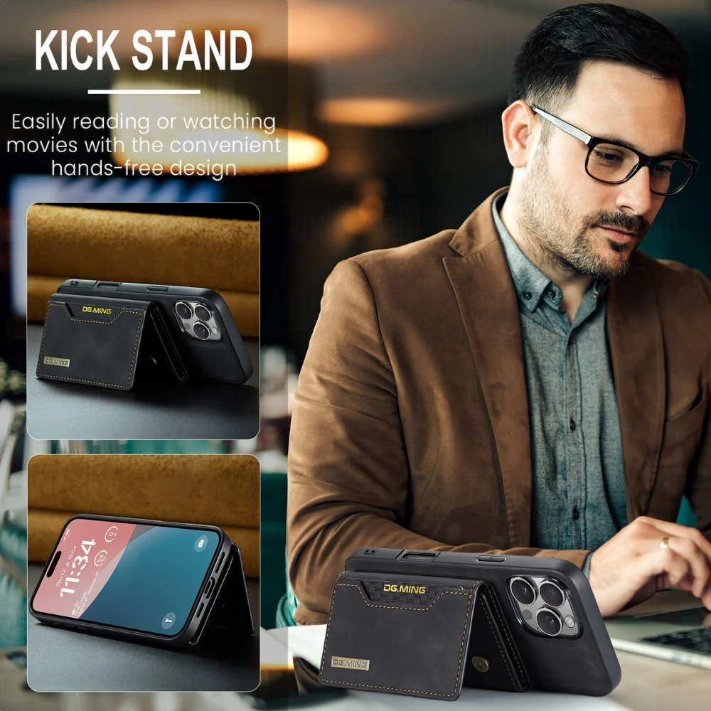 [With Card Slot] Apple iPhone 16/Plus/Pro/Max - 2 in 1 Detachable Leather Wallet Case - Image 9