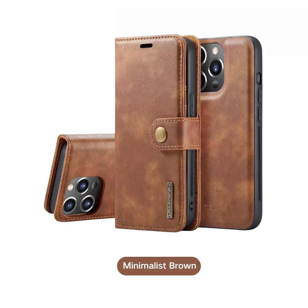 [With Card Slot] Apple iPhone 16/Plus/Pro/Max - Magnetic Snap Closure Drop Proof Genuine Leather Flip Wallet Series Case - Image 4