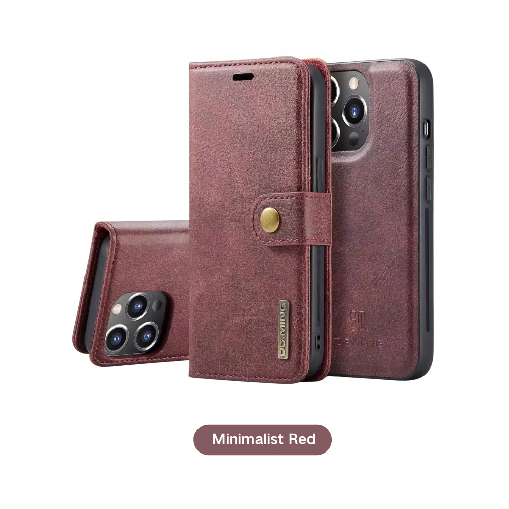 [With Card Slot] Apple iPhone 16/Plus/Pro/Max - Magnetic Snap Closure Drop Proof Genuine Leather Flip Wallet Series Case - Image 5