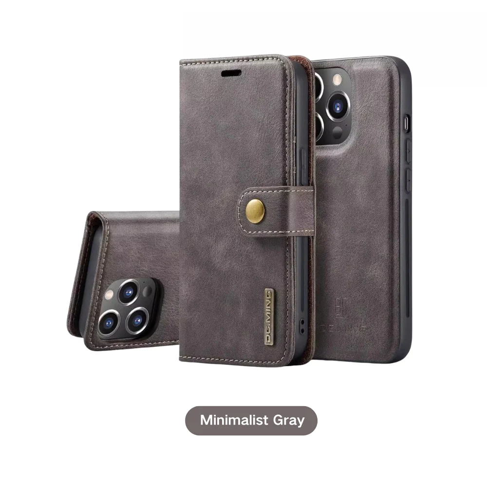 [With Card Slot] Apple iPhone 16/Plus/Pro/Max - Magnetic Snap Closure Drop Proof Genuine Leather Flip Wallet Series Case - Image 6
