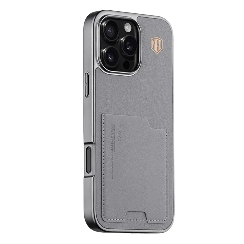 [With Card Slot] Apple iPhone 16/Pro/Max Premium Electroplated Plain Leather Protective Case - Image 10