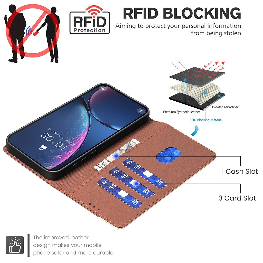 [With Card Slot] Google Pixel 9 & Pro & 9A Full-Body Splicing Flip Cover Anti-Skimming Protective Case - Image 9
