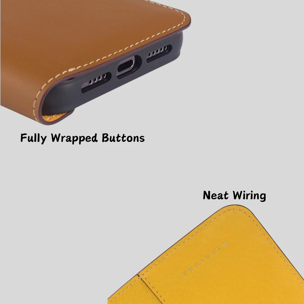 [With Card Slot] Apple iPhone 16e & 17e - HANATORA Business Drop Proof Genuine Leather Flip Wallet Series Case - Image 11
