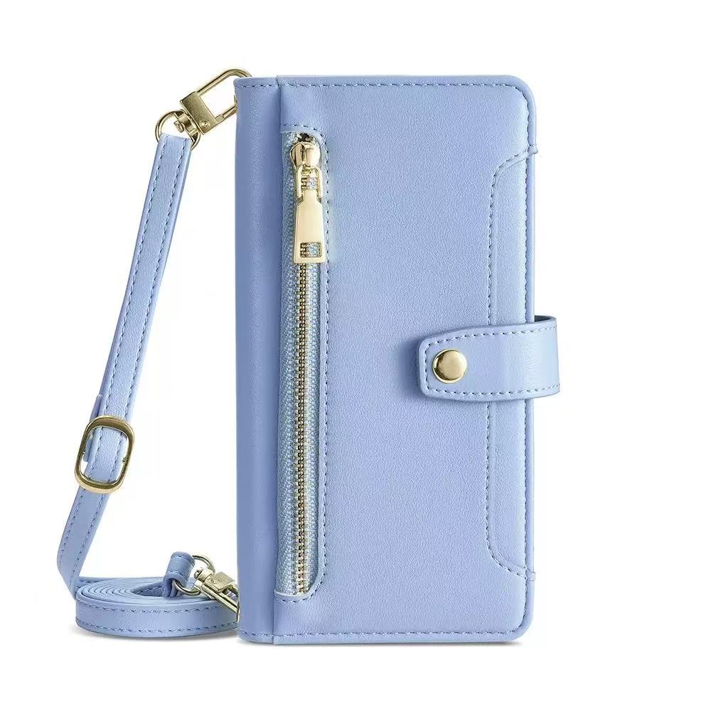 [With Card Slot] OPPO A5 Pro 5G - Multi-Function Flip Leather Zipper Wallet Case With Wrist & Shoulder Strap