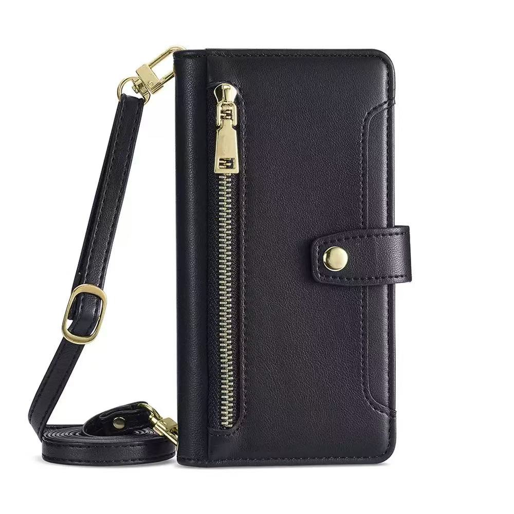 [With Card Slot] OPPO A5 Pro 5G - Multi-Function Flip Leather Zipper Wallet Case With Wrist & Shoulder Strap - Image 9