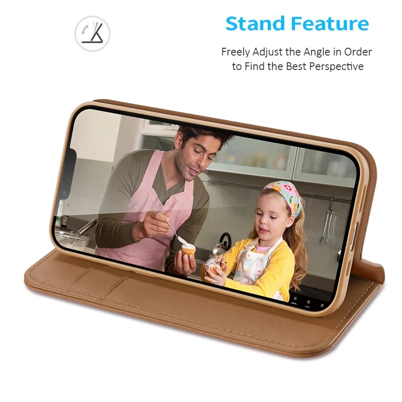 [With Card Slot] Apple iPhone 16e & 17e Multi-functional Genuine Leather Flip Cover Case - Image 4